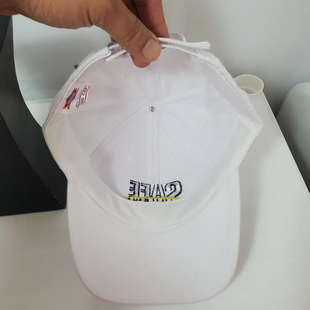 Safe Sun Hat Cap Strapback‎ White One Size Cotton Embroidered Beach Nissin Logo